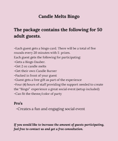 Candle Melts Bingo