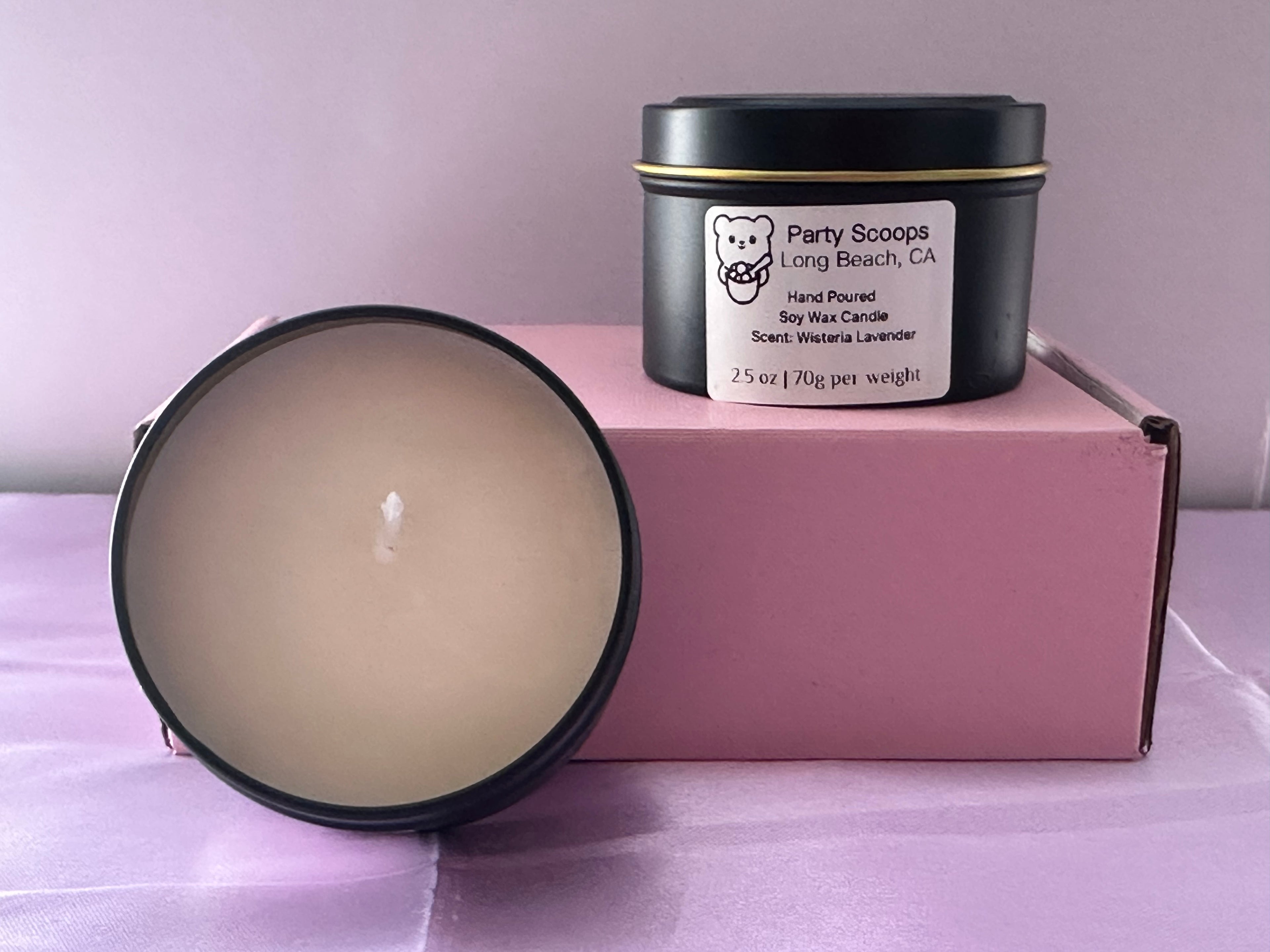Hand Poured Soy Wax Candle Scent: Wisteria Lavender